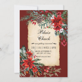 Klassieke rode bloementak bruiloft kaart