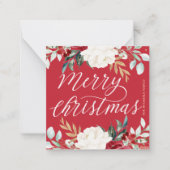 Klassieke Rode Botanische Bloemen Vrolijk Kerstfee Notitiekaartje (Voorkant)