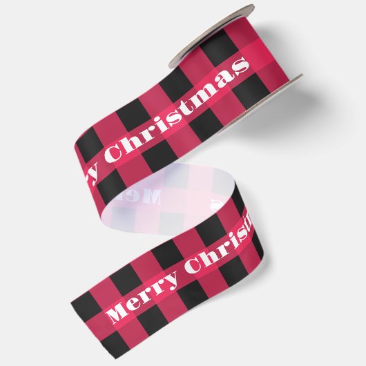 Klassieke Rode Buffalo Plaid Kerstmis Vakantie Satijnen Lint (Achterkant)