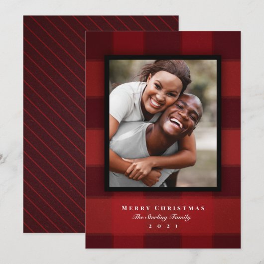 Klassieke rode buffelfoto feestdagenkaart (Voorkant / Achterkant)