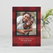 Klassieke rode buffelfoto feestdagenkaart (Staand voorkant)