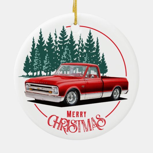 Klassieke Rode C10 Kerstmis Keramisch Ornament (Achterkant)