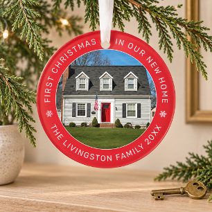 Klassieke rode cirkel eerste kerst nieuwe thuis ornament