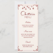 Klassieke rode creme kerst diner menu kaart (Voorkant)