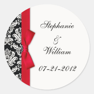 Klassieke Rode Damask bruiloft Label