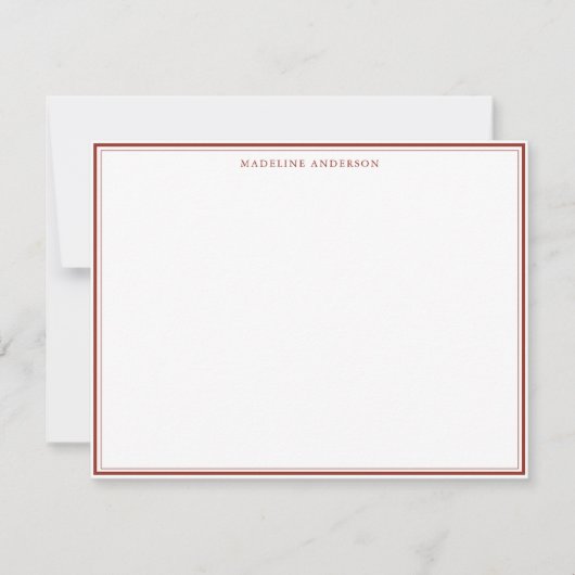 Klassieke rode dikke en dunne randnaam notitiekaartje (Voorkant)