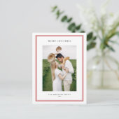 Klassieke Rode Dubbele Grens Foto Kerstmis Feestdagenkaart (Staand voorkant)