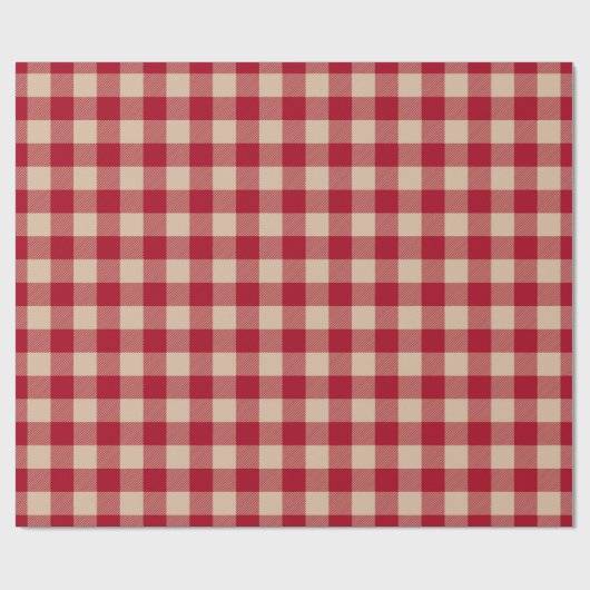 Klassieke rode en beige Buffalo Plaid Cadeaupapier (Vlak)