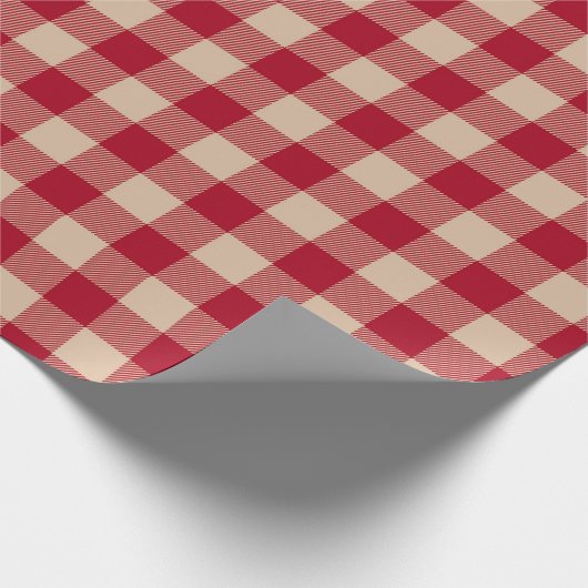 Klassieke rode en beige Buffalo Plaid Cadeaupapier (Hoek)