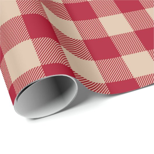 Klassieke rode en beige Buffalo Plaid Cadeaupapier (Rol Hoek)
