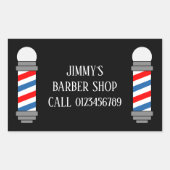 Klassieke rode en blauwe kapperszaak pole haarstyl rechthoekige sticker (Voorkant)