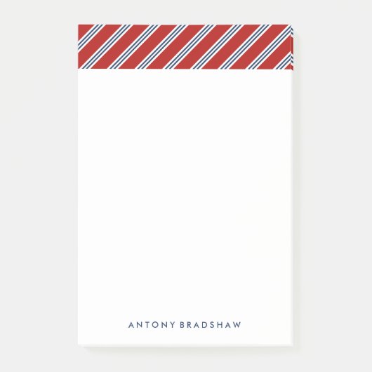 Klassieke rode en blauwe strepen post-it® notes (Voorkant)