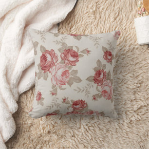Klassieke Rode en Blush Heritage Roos Decoupage Kussen