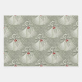 Klassieke rode en groene cellen, lint en Holly Inpakpapier Vel (Voorkant)