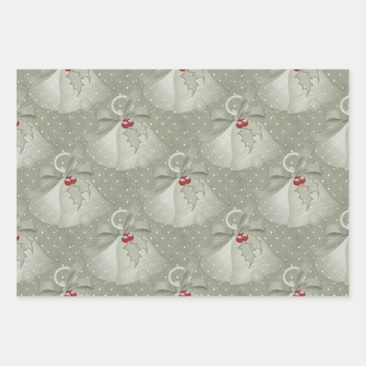 Klassieke rode en groene cellen, lint en Holly Inpakpapier Vel (Voorkant)