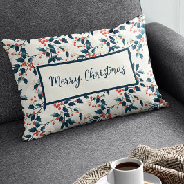 Klassieke rode en groene Holly Berries Kerstmis Kussen