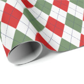 Klassieke Rode en Groene Kerst Argyle Diamanten Cadeaupapier (Rol Hoek)