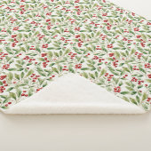Klassieke rode en groene kerst holly bessen sherpa deken (3/4)