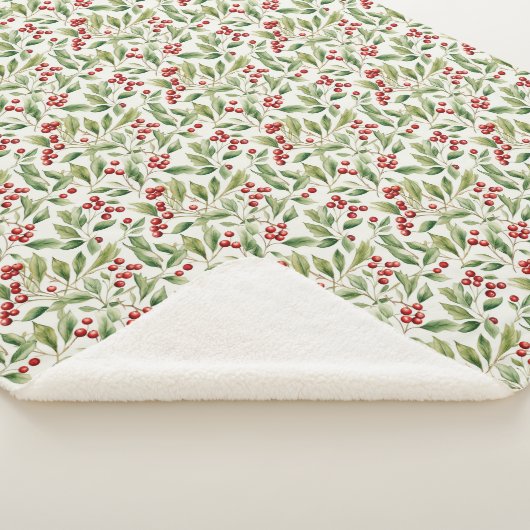 Klassieke rode en groene kerst holly bessen sherpa deken (3/4)