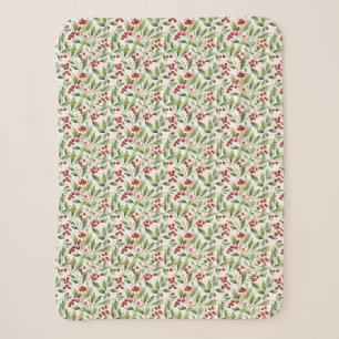 Klassieke rode en groene kerst holly bessen sherpa deken