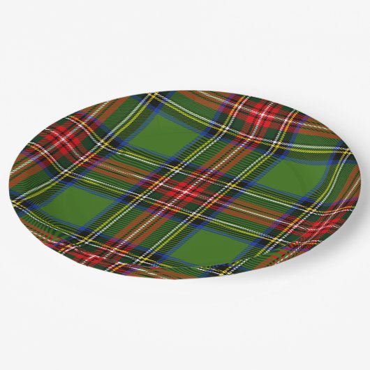 Klassieke rode en groene kerst Plaid Papieren Bordje (Gekanteld)