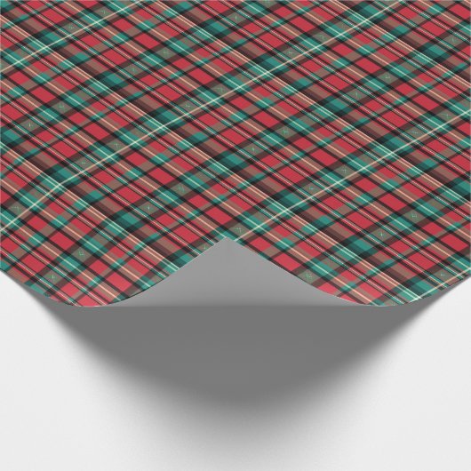 Klassieke rode en groene kerst tartan plaid cadeaupapier (Hoek)