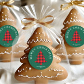 Klassieke rode en groene kerstboom sticker