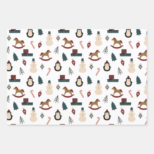 Klassieke rode en groene kerstcadeaus inpakpapier vel (Voorkant 2)