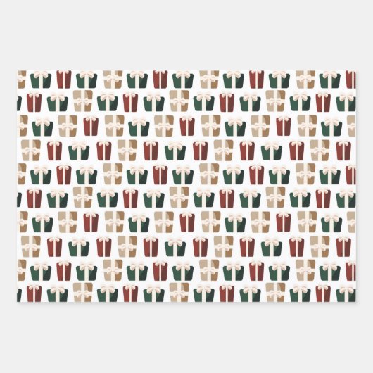 Klassieke rode en groene kerstcadeaus inpakpapier vel (Voorkant 3)