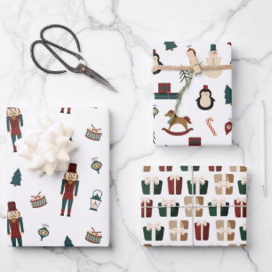 Klassieke rode en groene kerstcadeaus inpakpapier vel