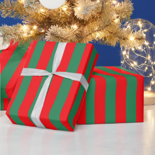 Klassieke rode en groene kerststrepen cadeaupapier