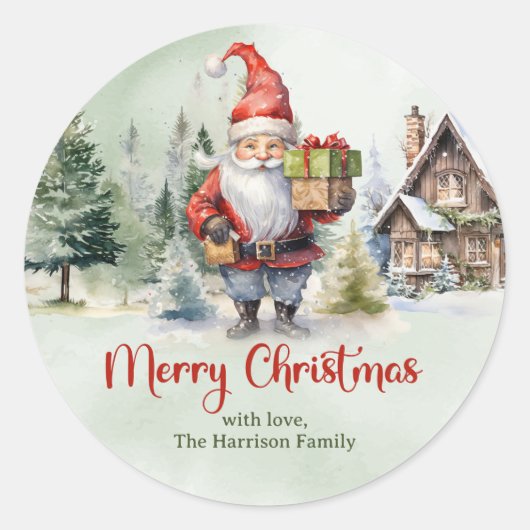 Klassieke rode en groene schattige kabouter met ge ronde sticker (Voorkant)