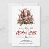 Klassieke rode en groene Sinterklaas met rendieren Kaart (Voorkant)