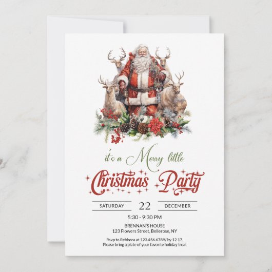 Klassieke rode en groene Sinterklaas met rendieren Kaart (Voorkant)