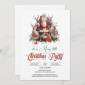 Klassieke rode en groene Sinterklaas met rendieren Kaart (Voorkant / Achterkant)