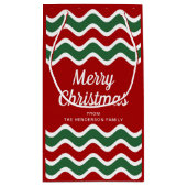 Klassieke rode en groene strepen Vrolijk kerstfees Klein Cadeauzakje (Achterkant)