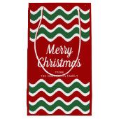 Klassieke rode en groene strepen Vrolijk kerstfees Klein Cadeauzakje (Voorkant)