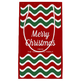 Klassieke rode en groene strepen Vrolijk kerstfees Klein Cadeauzakje