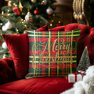 Klassieke rode en groene tartan kerst kussen