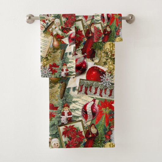 Klassieke rode en groene Victoriaans kerst Bad Handdoek (Insitu)