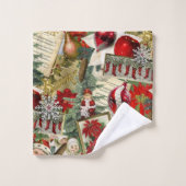 Klassieke rode en groene Victoriaans kerst Bad Handdoek (Wasdoekje)
