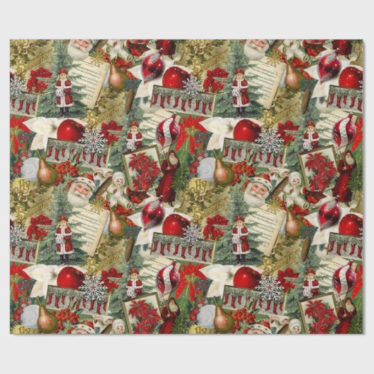 Klassieke rode en groene Victoriaans kerst Cadeaupapier (Vlak)