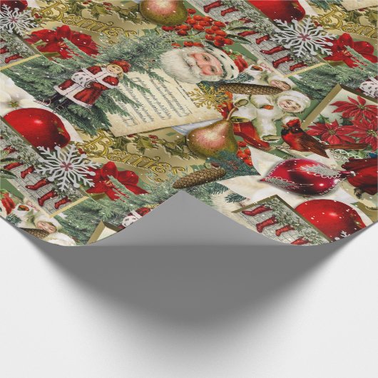 Klassieke rode en groene Victoriaans kerst Cadeaupapier (Hoek)