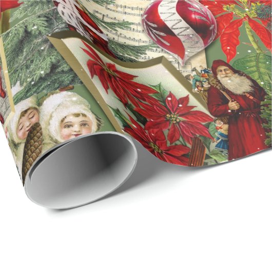 Klassieke rode en groene Victoriaans kerst Cadeaupapier (Rol Hoek)