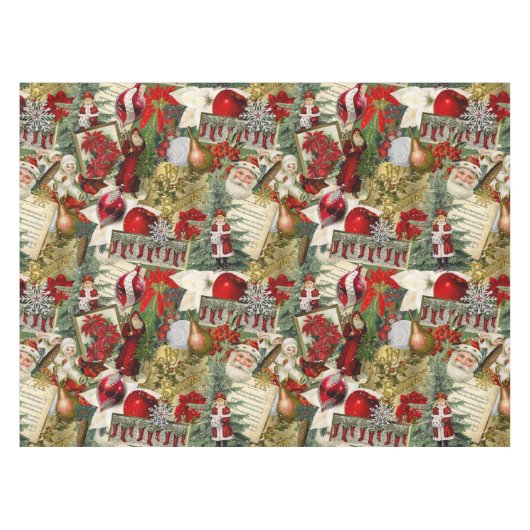 Klassieke rode en groene Victoriaans kerst Tafelkleed (Voorkant (Horizontaal))