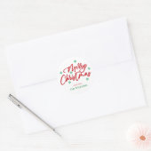 Klassieke rode en groene vrolijke Kerstmis douane Ronde Sticker (Envelop)