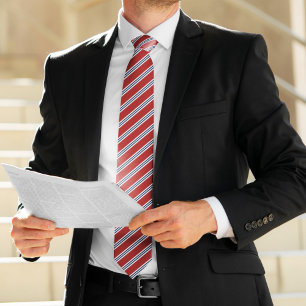 Klassieke Rode en Navy Stripes Stropdas