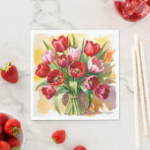 Klassieke rode en roze tulp Pasen servetten (Insitu)