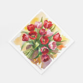 Klassieke rode en roze tulp Pasen servetten (Hoek)