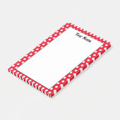 Klassieke rode en witte aangepaste naam Polka Dot  Post-it® Notes (Schuin)